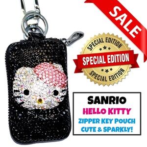 Sanrio Hello Kitty Sparkly Zipper Key Pouch -Black